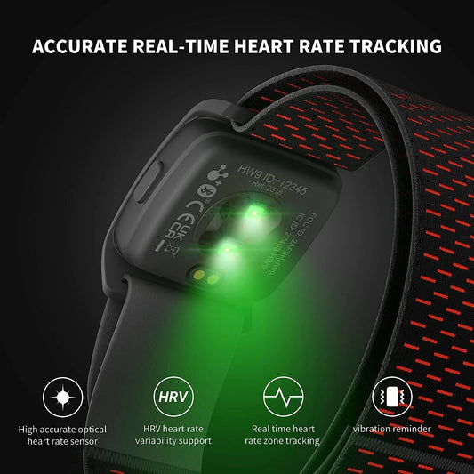 HW9 Bluetooth 5.0 ANT+ Heart Rate Monitor Armband with HR Zones and Caloric Tracking, Optical Sensor for Fitness Training, Cycling, and Running, Compatible with Peloton, DDP Yoga, and Wahoo