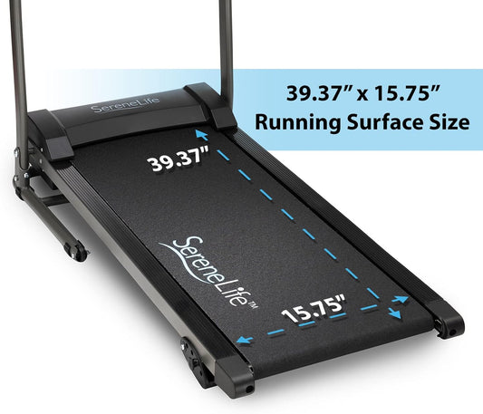 Folding Treadmill - Compact Home Fitness Equipment with LCD Display for Walking and Running - Cardio Exercise Machine with Adjustable Programs, Bluetooth Connectivity, 4 Incline Levels, and 12 Training Modes