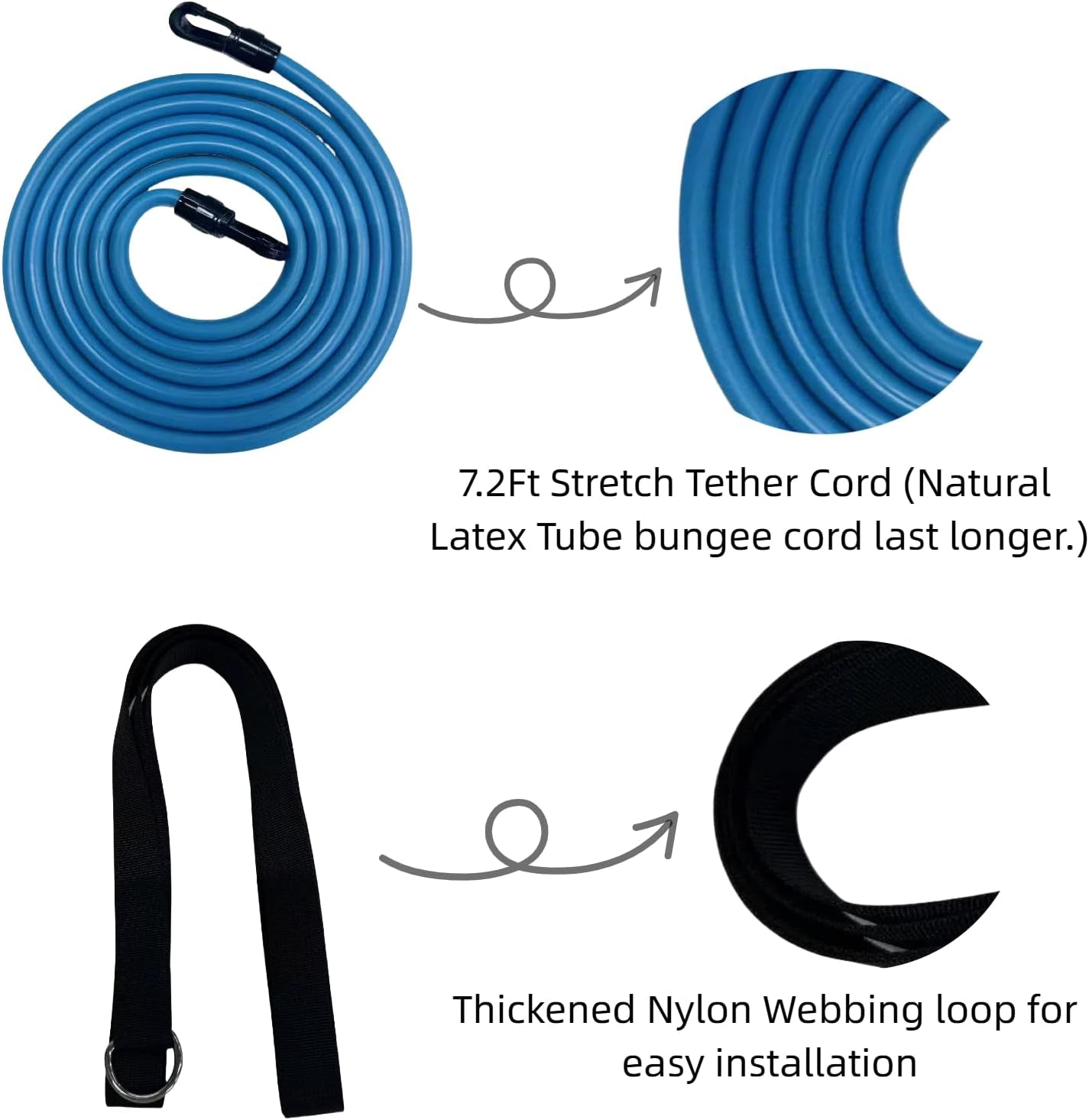 Swim Tether Resistance Belt – Professional Bungee Swim Trainer Harness for Adults