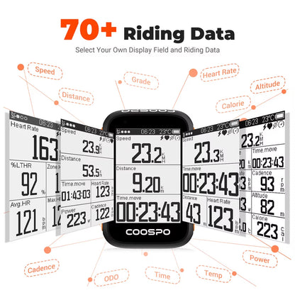 BC200 Wireless GPS Bicycle Computer - Bluetooth 5.0 and ANT+ Enabled Bike Speedometer and Odometer with 2.6-Inch Display, App Synchronization, Slope, and Altitude Tracking