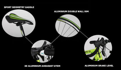 TEMPO 1.0 700C Road Bike - 21-Speed Racing Bicycle in Blue and White, 53cm Frame