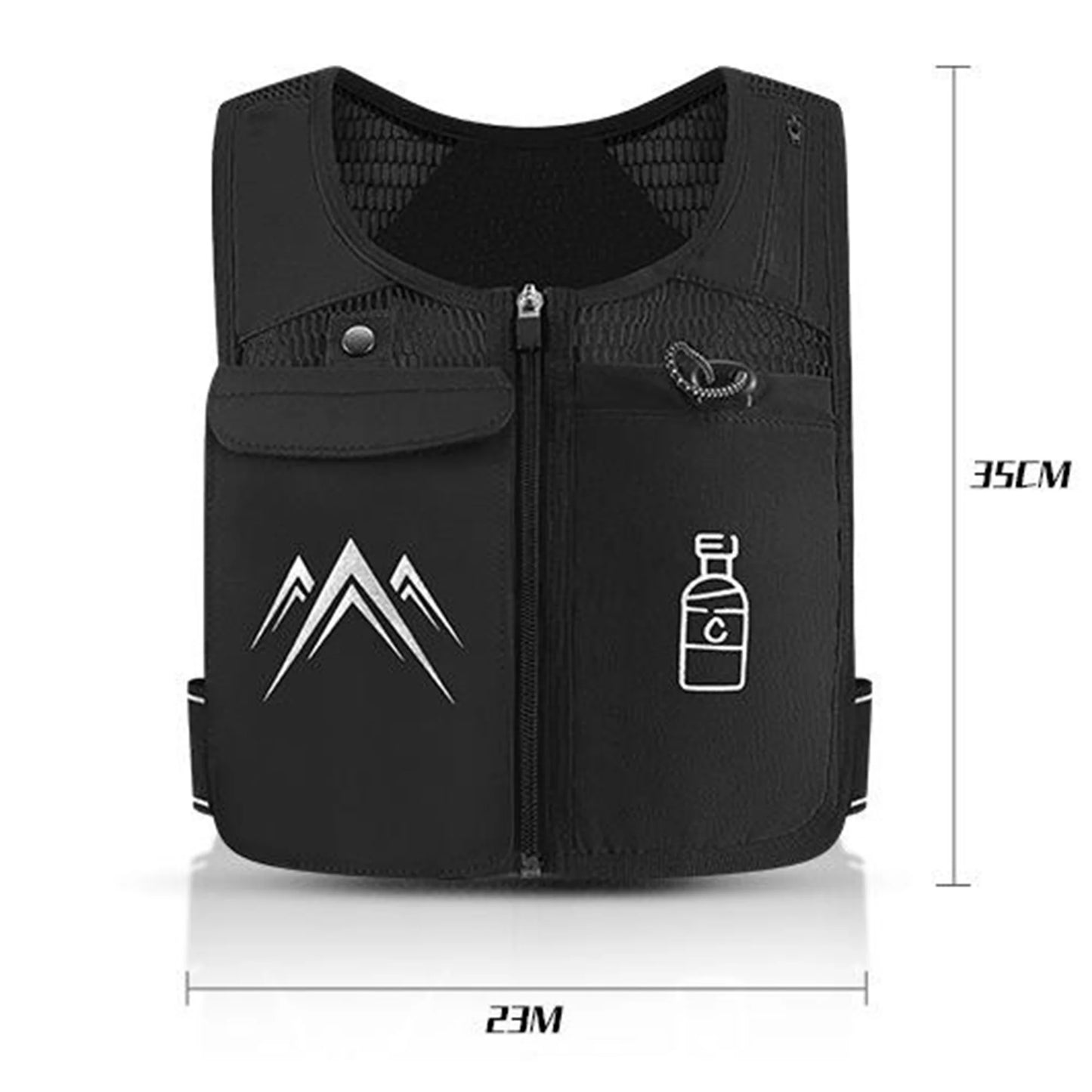 Reflective Running Vest with 500ml Hydration Bottle, Adjustable Waistband, Breathable Material, and Chest Pack for Phone - Suitable for Men and Women
