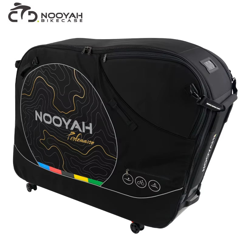 Bicycle Travel Case with Aluminum Stand | No Handlebar or Pedal Removal | Shock-Absorbing Wheels | Ideal for Airline Travel