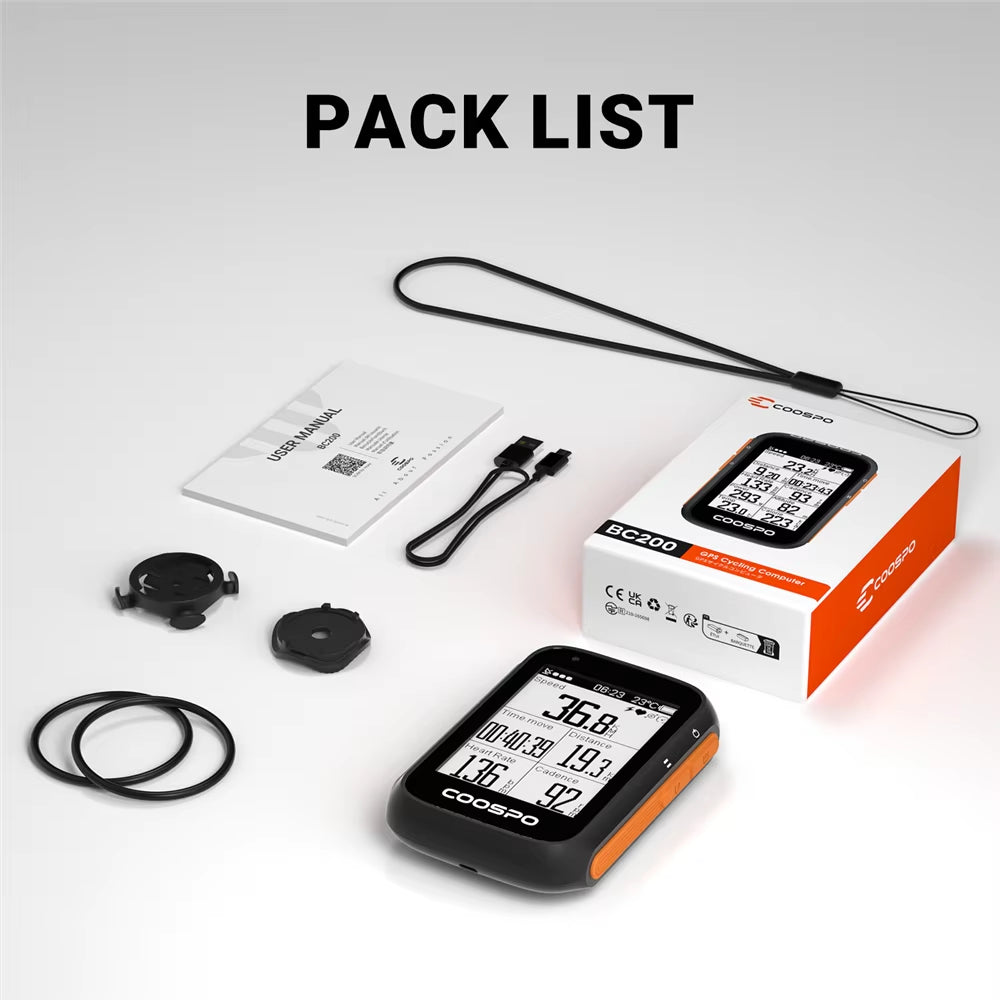 BC200 Wireless GPS Bicycle Computer - Bluetooth 5.0 and ANT+ Enabled Bike Speedometer and Odometer with 2.6-Inch Display, App Synchronization, Slope, and Altitude Tracking