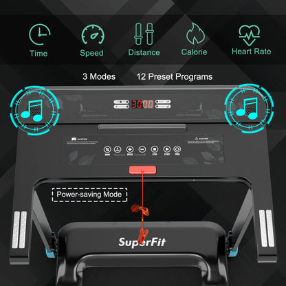 Superfit Compact Electric Treadmill with App Control and Integrated Speaker