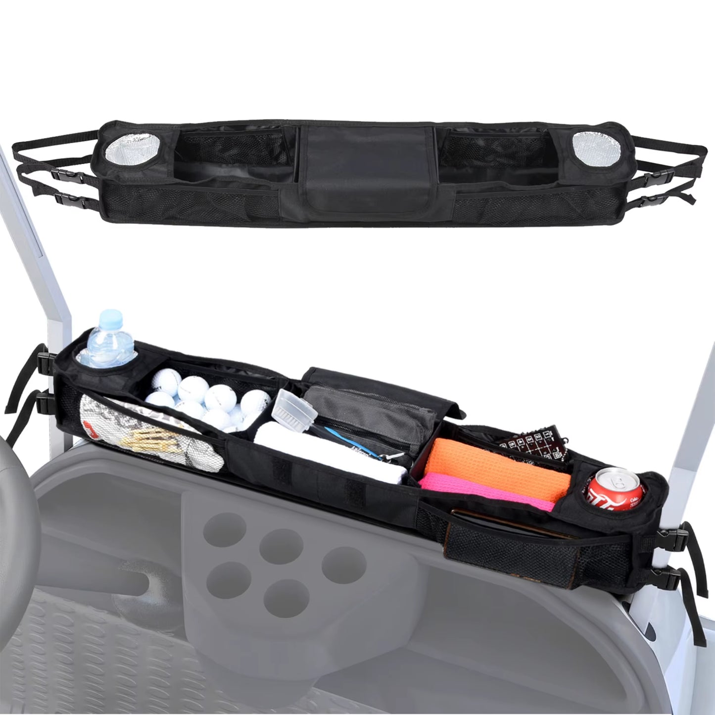 Golf Cart Front Storage Basket - Specialized Portable Storage Rack for Golf Carts