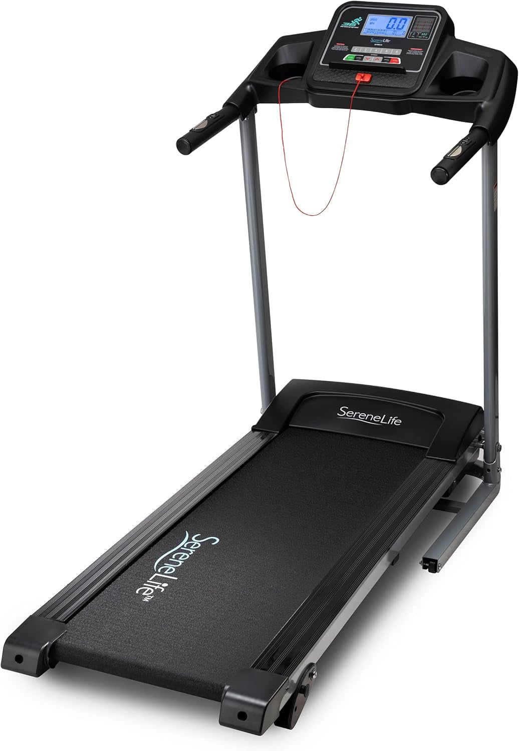 Folding Treadmill - Compact Home Fitness Equipment with LCD Display for Walking and Running - Cardio Exercise Machine with Adjustable Programs, Bluetooth Connectivity, 4 Incline Levels, and 12 Training Modes