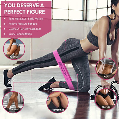 Professional Resistance Fabric Loop Bands for Leg and Glute Training - Non-Slip with 5 Resistance Levels (Pink)