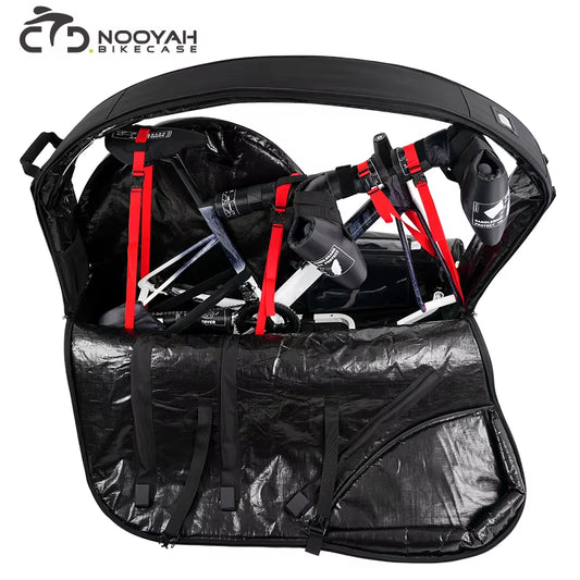 Bicycle Travel Case with Aluminum Stand | No Handlebar or Pedal Removal | Shock-Absorbing Wheels | Ideal for Airline Travel