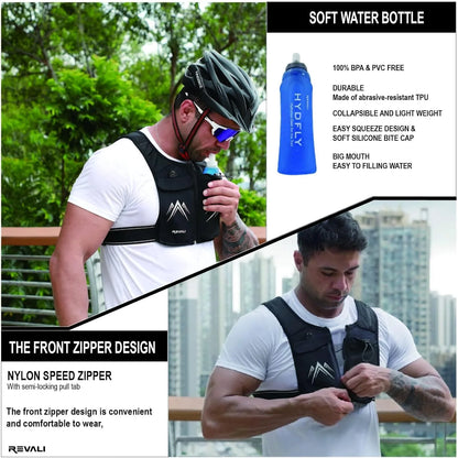 Reflective Running Vest with 500ml Hydration Bottle, Adjustable Waistband, Breathable Material, and Chest Pack for Phone - Suitable for Men and Women