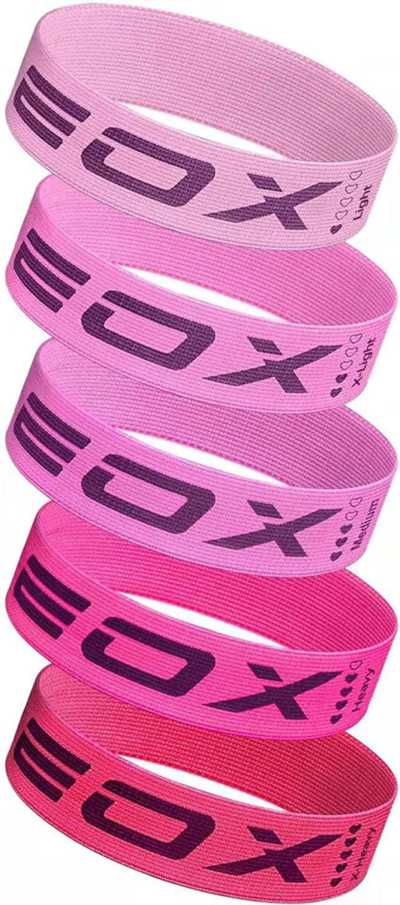 Professional Resistance Fabric Loop Bands for Leg and Glute Training - Non-Slip with 5 Resistance Levels (Pink)
