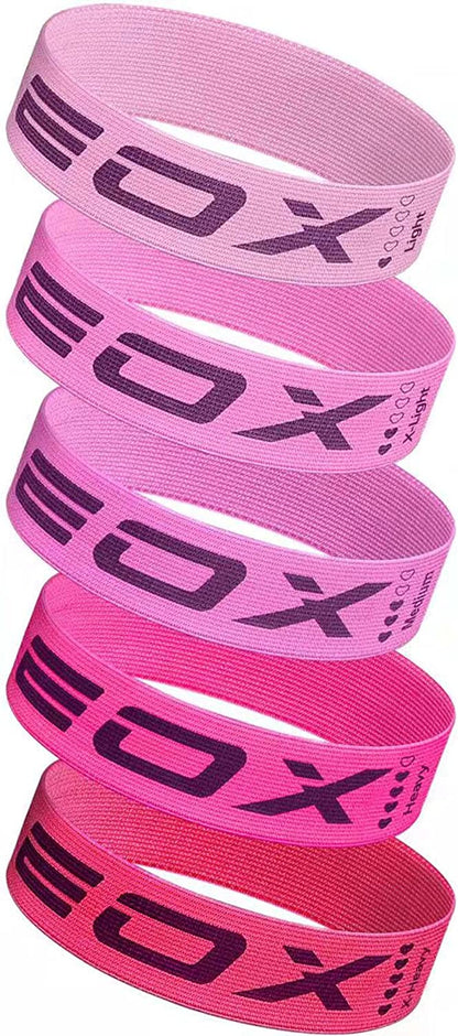 Professional Resistance Fabric Loop Bands for Leg and Glute Training - Non-Slip with 5 Resistance Levels (Pink)