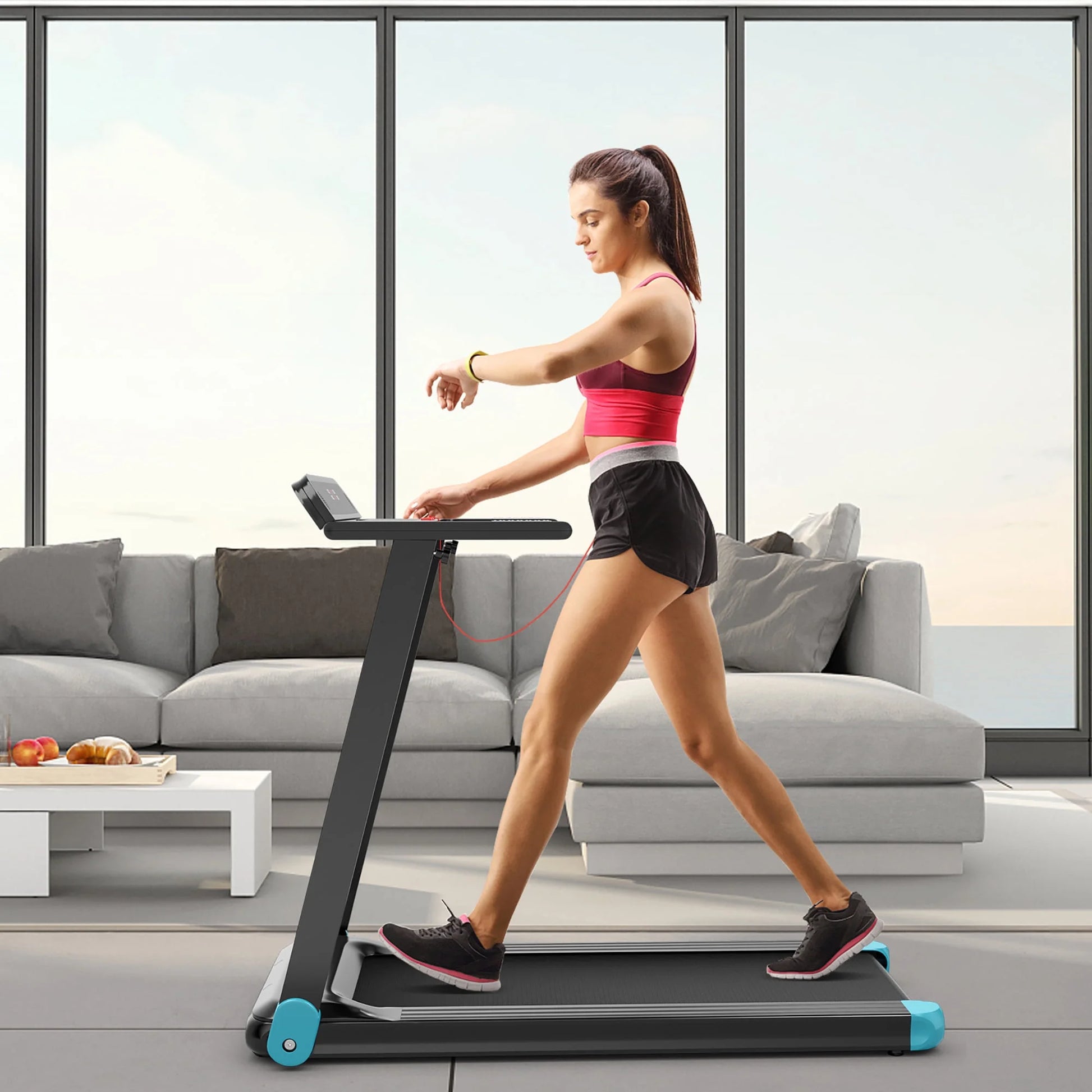 Superfit Compact Electric Treadmill with App Control and Integrated Speaker