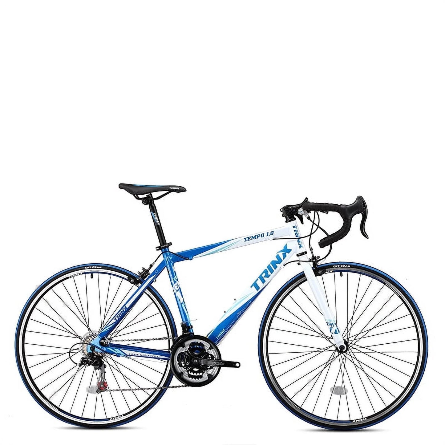 TEMPO 1.0 700C Road Bike - 21-Speed Racing Bicycle in Blue and White, 53cm Frame