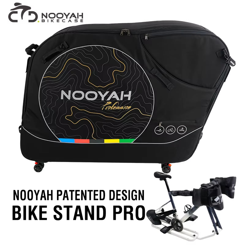 Bicycle Travel Case with Aluminum Stand | No Handlebar or Pedal Removal | Shock-Absorbing Wheels | Ideal for Airline Travel