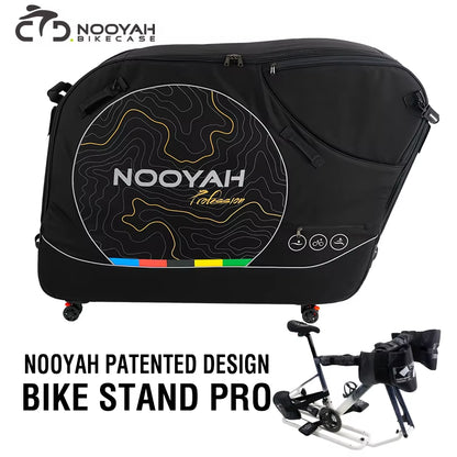 Bicycle Travel Case with Aluminum Stand | No Handlebar or Pedal Removal | Shock-Absorbing Wheels | Ideal for Airline Travel