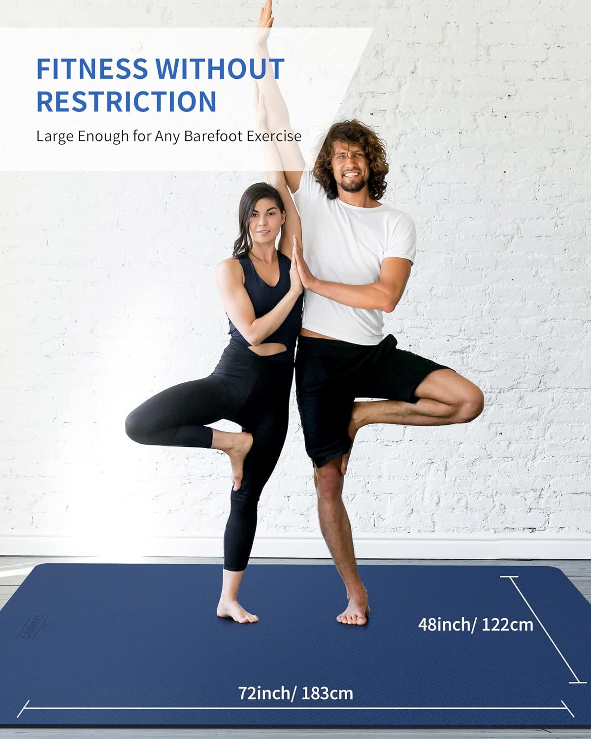 Extra Wide Large Yoga Mat (6' x 4') - Thick 1/4" Exercise Mat for Home Workouts, Yoga, and Pilates (Black)