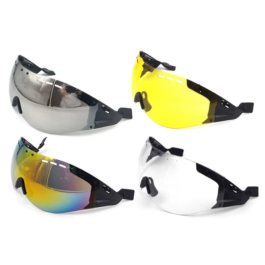 Aero Road Bicycle Helmet with Sun-Visor and Goggles - Silver Yellow Multicolor Transparent Accessories